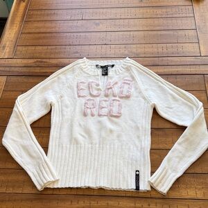 Vintage Ecko Red White Sweater Pink Letters Medium